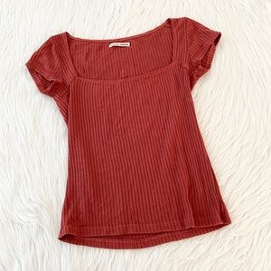 Reformation Jeans Orange Knit Top